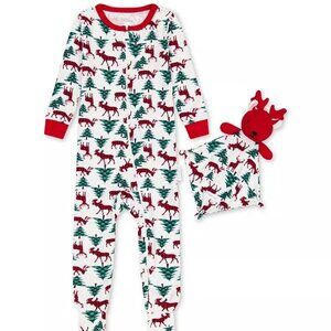Max and Olivia Baby Boys Footed Sleeper Pajamas & Matching Blankie Set Size 18M